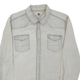HILFIGER DENIM Mens Plain Shirt Grey Long Sleeve L
