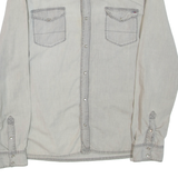 HILFIGER DENIM Mens Plain Shirt Grey Long Sleeve L