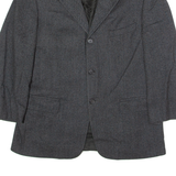 BALLY Mens Overcoat Jacket Grey Wool Herringbone L