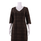 LAURA ASHLEY Womens Pencil Dress Brown Knit Wool Plaid Knee Length UK 10