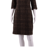 LAURA ASHLEY Womens Pencil Dress Brown Knit Wool Plaid Knee Length UK 10
