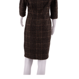LAURA ASHLEY Womens Pencil Dress Brown Knit Wool Plaid Knee Length UK 10