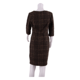 LAURA ASHLEY Womens Pencil Dress Brown Knit Wool Plaid Knee Length UK 10