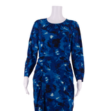 WHISTLES Womens Pencil Dress Blue Silk Crazy Pattern Knee Length UK 12
