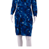 WHISTLES Womens Pencil Dress Blue Silk Crazy Pattern Knee Length UK 12