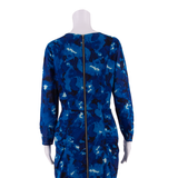 WHISTLES Womens Pencil Dress Blue Silk Crazy Pattern Knee Length UK 12