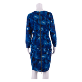 WHISTLES Womens Pencil Dress Blue Silk Crazy Pattern Knee Length UK 12