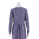 BODEN Womens Day Dress Blue Floral Long Sleeve Knee Length UK 14