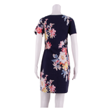 JOULES Womens Day Dress Blue Floral Short Sleeve Knee Length UK 8