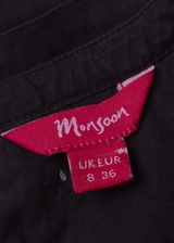 MONSOON Womens A-Line Dress Black Short Sleeve Knee Length UK 8