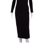 KARL LAGERFELD Womens Bodycon Dress Black Long Sleeve Midi S
