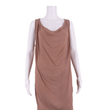 GANNI Loose Fit Womens Shift Dress Brown Viscose Sleeveless Knee Length S