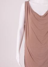GANNI Loose Fit Womens Shift Dress Brown Viscose Sleeveless Knee Length S
