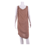 GANNI Loose Fit Womens Shift Dress Brown Viscose Sleeveless Knee Length S