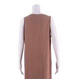 GANNI Loose Fit Womens Shift Dress Brown Viscose Sleeveless Knee Length S