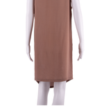 GANNI Loose Fit Womens Shift Dress Brown Viscose Sleeveless Knee Length S