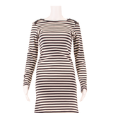 GANNI Womens Jumper Dress White Striped Long Sleeve Knee Length L