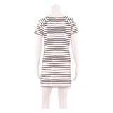 WHITE STUFF Womens Shift Dress White Striped Short Sleeve Knee Length UK 10