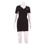 SLAZENGER Womens Bodycon Dress Black Short Sleeve Knee Length UK 8