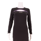 FILA Sports Womens Bodycon Dress Black Long Sleeve Knee Length S