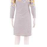 JOULES Womens Shift Dress White Striped Long Sleeve Knee Length UK 8