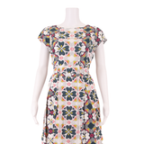 WHITE STUFF Womens Fit & Flare Dress Blue Floral Short Sleeve Knee Length UK 10