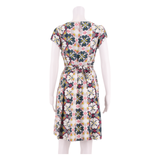 WHITE STUFF Womens Fit & Flare Dress Blue Floral Short Sleeve Knee Length UK 10