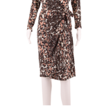 LAURA ASHLEY Womens Bodycon Dress Brown Viscose Animal Print Midi UK 10