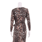 LAURA ASHLEY Womens Bodycon Dress Brown Viscose Animal Print Midi UK 10