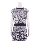 JAEGER Womens Pencil Dress White Animal Print Sleeveless Knee Length UK 14