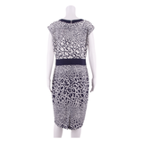 JAEGER Womens Pencil Dress White Animal Print Sleeveless Knee Length UK 14