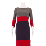 HOBBS LONDON Womens Shift Dress Red Colourblock Midi UK 8
