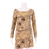 FRENCH CONNECTION Womens Mini Dress Beige Crazy Pattern Long Sleeve Short UK 8