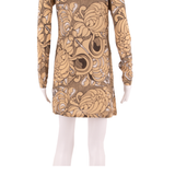 FRENCH CONNECTION Womens Mini Dress Beige Crazy Pattern Long Sleeve Short UK 8