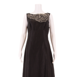 MONSOON Womens A-Line Dress Black Linen Sleeveless Knee Length UK 12