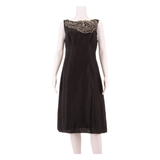 MONSOON Womens A-Line Dress Black Linen Sleeveless Knee Length UK 12