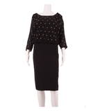 PHASE EIGHT All Over Star Print Womens Pencil Dress Black Viscose UK 12