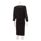 PHASE EIGHT All Over Star Print Womens Pencil Dress Black Viscose UK 12