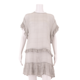 ZIMMERMANN Semi Sheer Womens Shift Dress Grey Silk Check Knee Length ONE SIZE