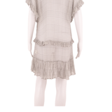 ZIMMERMANN Semi Sheer Womens Shift Dress Grey Silk Check Knee Length ONE SIZE