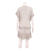 ZIMMERMANN Semi Sheer Womens Shift Dress Grey Silk Check Knee Length ONE SIZE