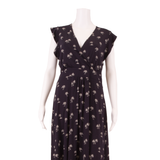 HOBBS LONDON All Over Palm Tree Print Womens Fit & Flare Dress Black Midi UK 12