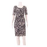 REISS Lace Womens Bodycon Dress Blue Floral Short Sleeve Knee Length UK 10