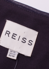 REISS Lace Womens Bodycon Dress Blue Floral Short Sleeve Knee Length UK 10