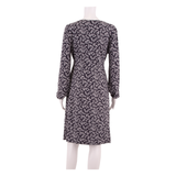 CREW CLOTHING Womens A-Line Dress Black Viscose Floral Knee Length UK 12