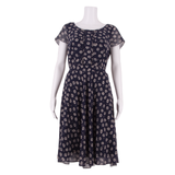 LAURA ASHLEY Womens Day Dress Black Floral Short Sleeve Knee Length UK 12