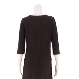 GANNI Stretch Womens Shift Dress Black Viscose Herringbone Knee Length M