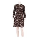 TED BAKER Lace Womens Shift Dress Black Floral Long Sleeve Knee Length UK 10