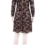 TED BAKER Lace Womens Shift Dress Black Floral Long Sleeve Knee Length UK 10