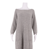 GANNI Womens Jumper Dress Grey Knit Wool Knee Length M